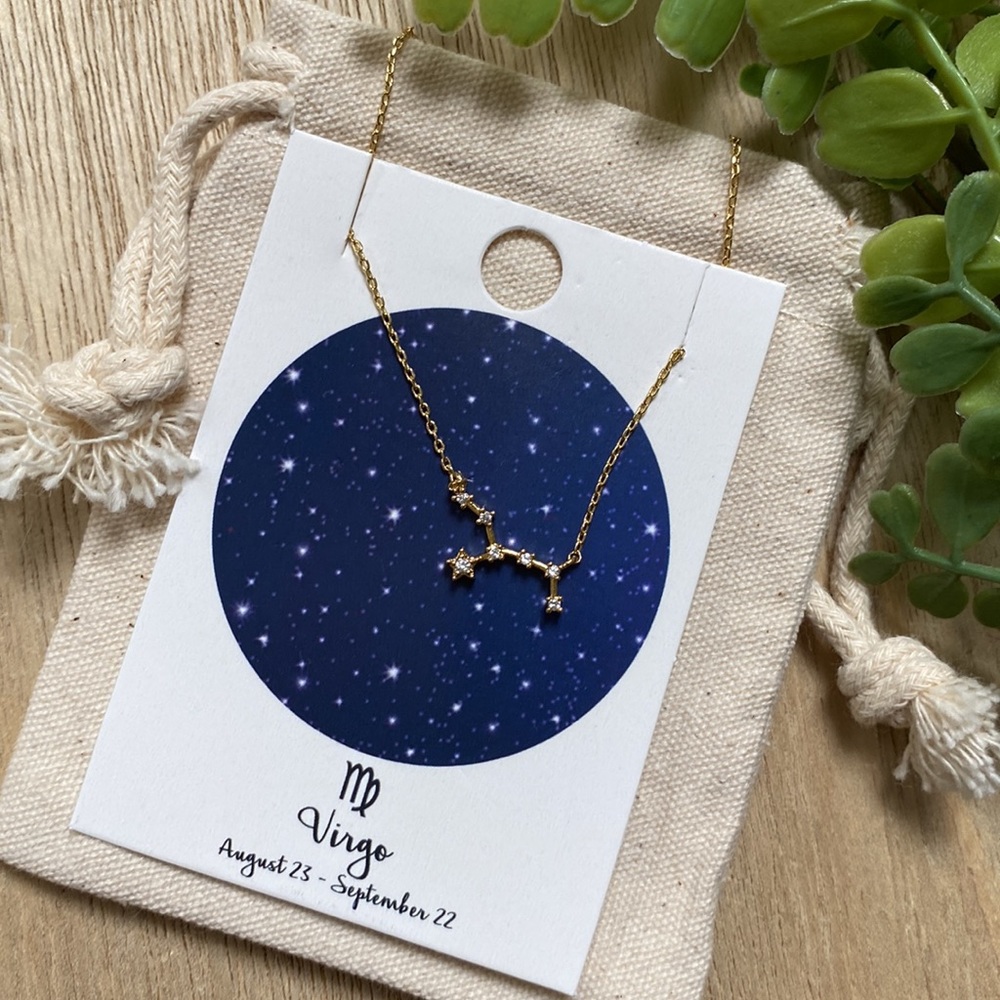 Virgo Constellation Necklace & Gift Pouch 💗 Gold